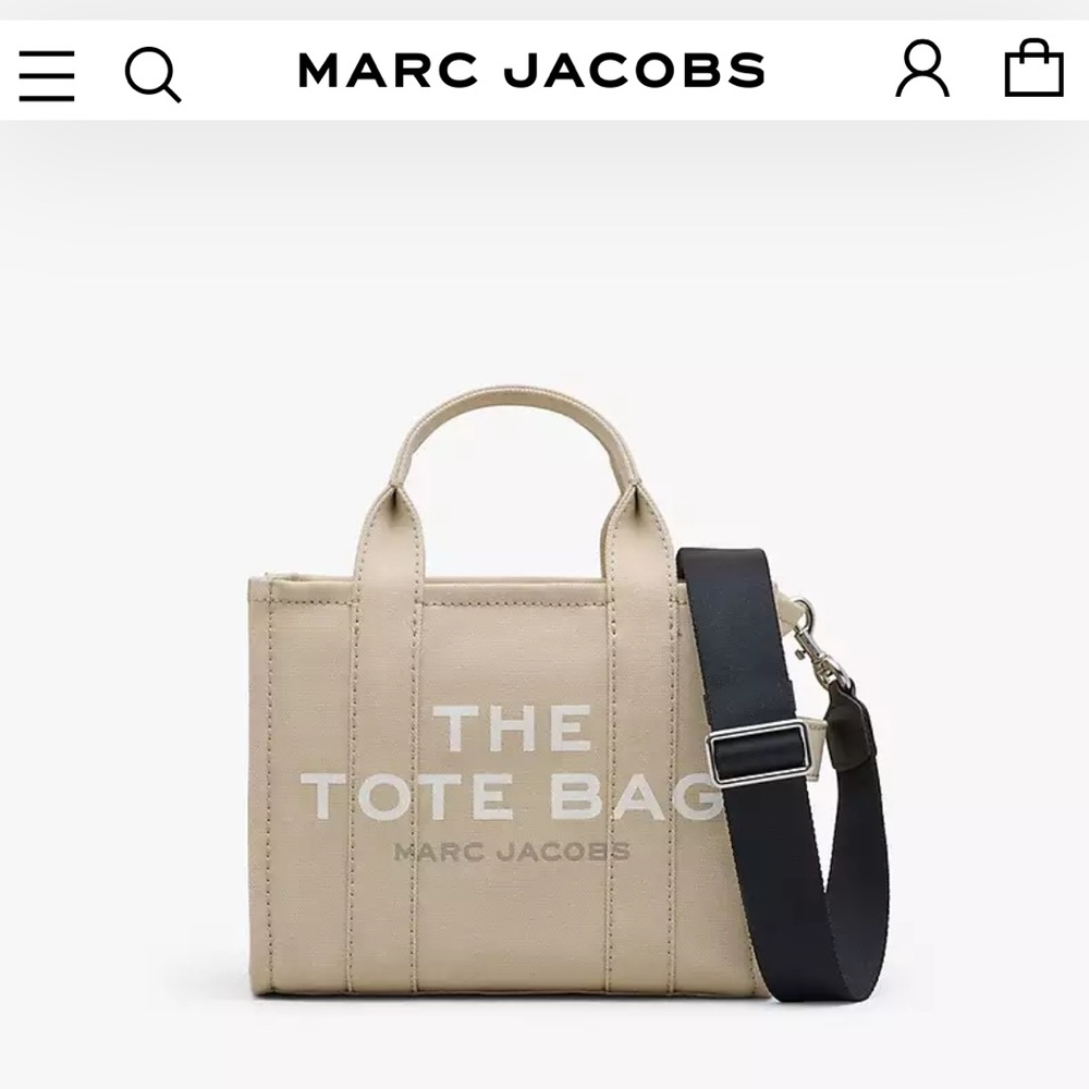 Marc Jacobs Tan Canvas Tote with Black Strap (Authentic)